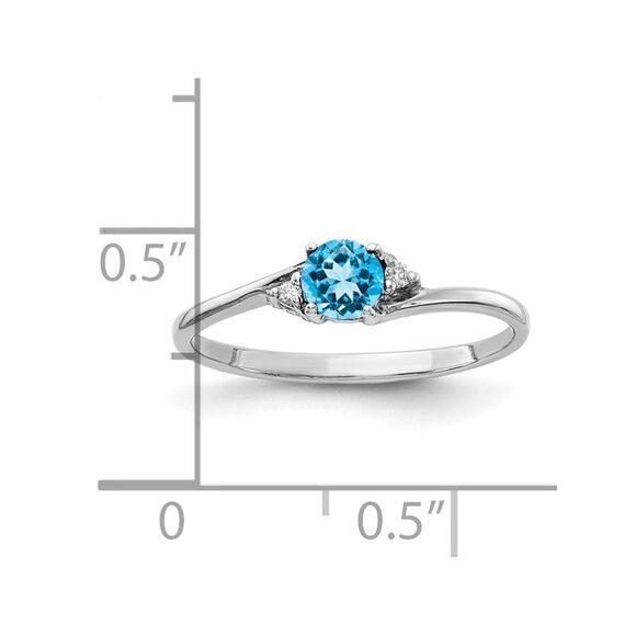 Kazi Luxury 14k White Gold 4mm Blue Topaz AA Diamond ring